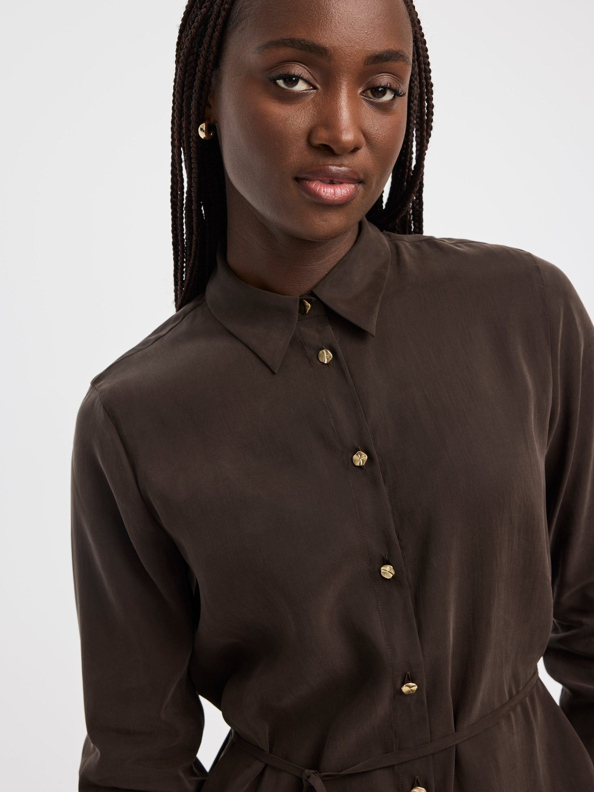 Long-Sleeve Shirt with Self-Tie Sash - Image 3
