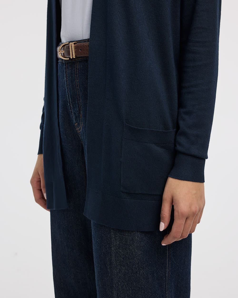 Long-Sleeve Open Cardigan with Pockets - R Essentials - Image 12