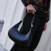 Half-Moon Bag with Studded Strap