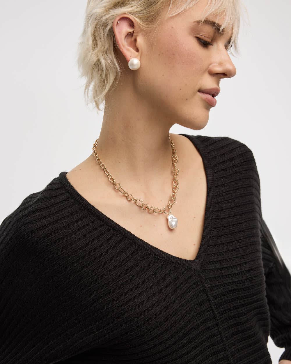 Long-Dolman-Sleeve V-Neck Ribbed Pullover - Image 4