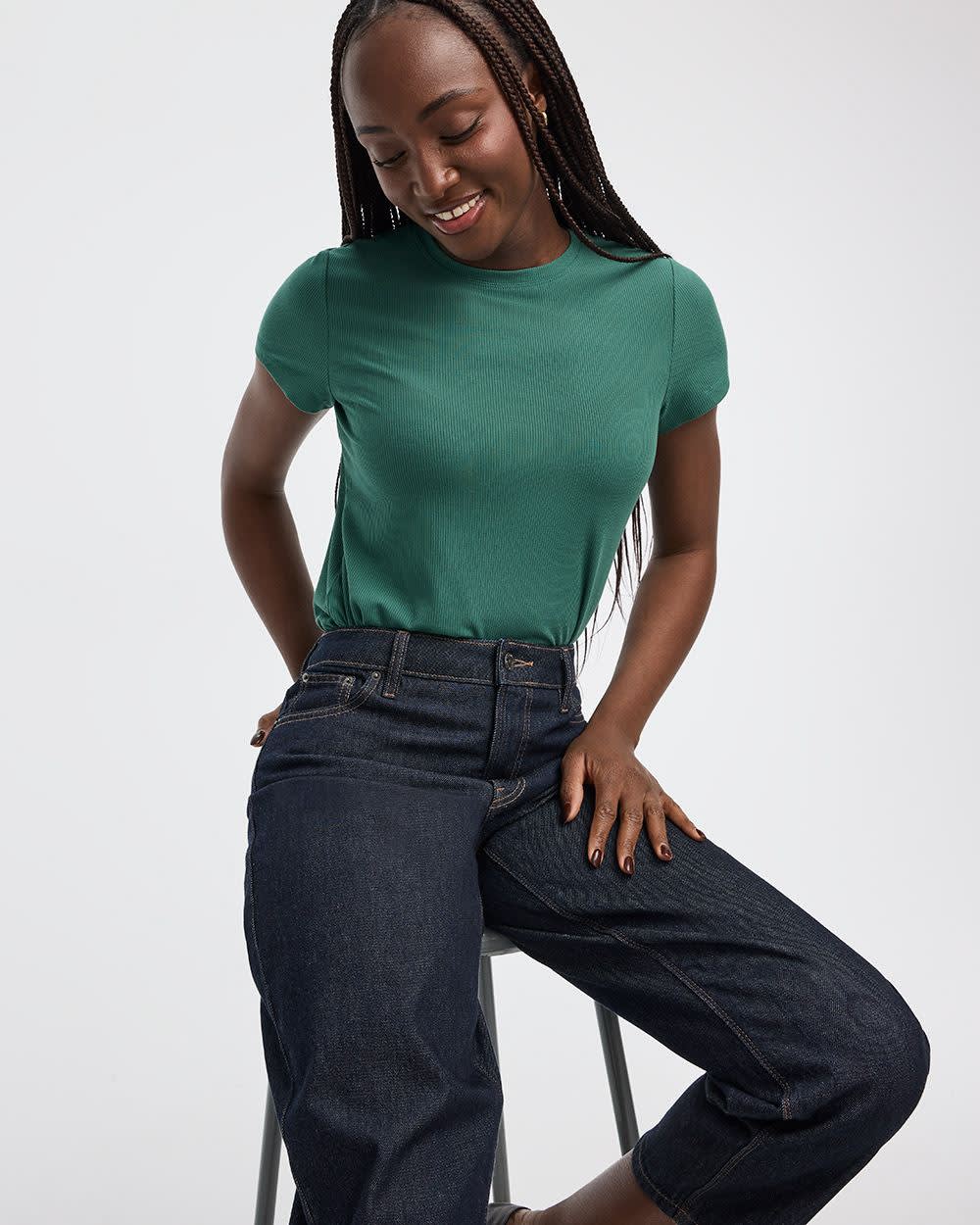 Fitted Crew-Neck Ribbed T-Shirt - R Essentials - Image 11