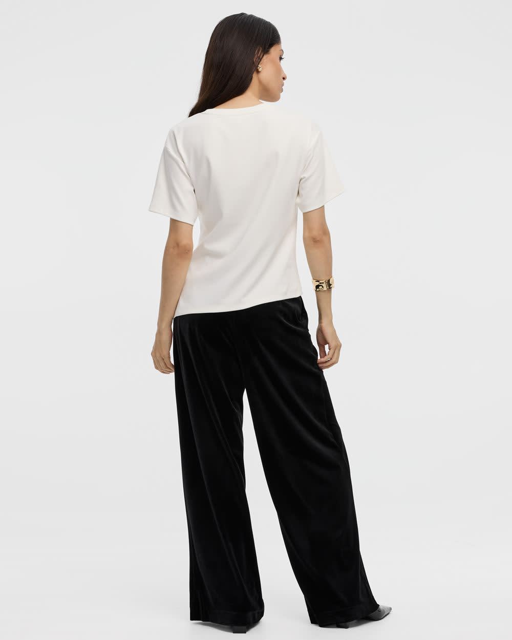 Short-Sleeve Crew-Neck Top with Cinched Waist - Image 6