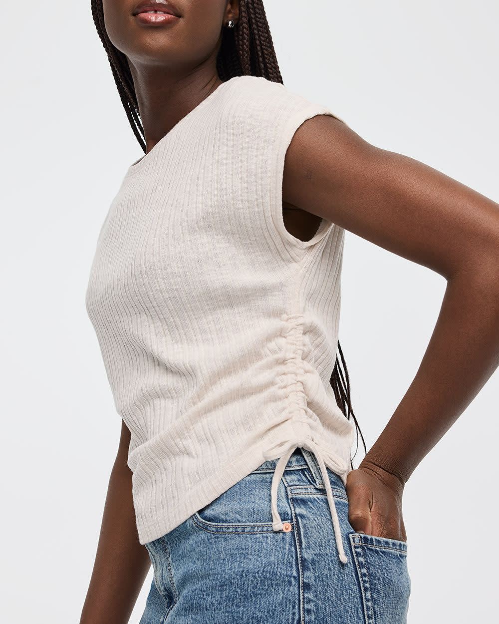 Extended-Sleeve Shirred Tee with Drawstrings - Image 8