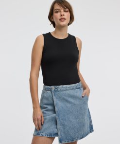 Wrap Denim Skort