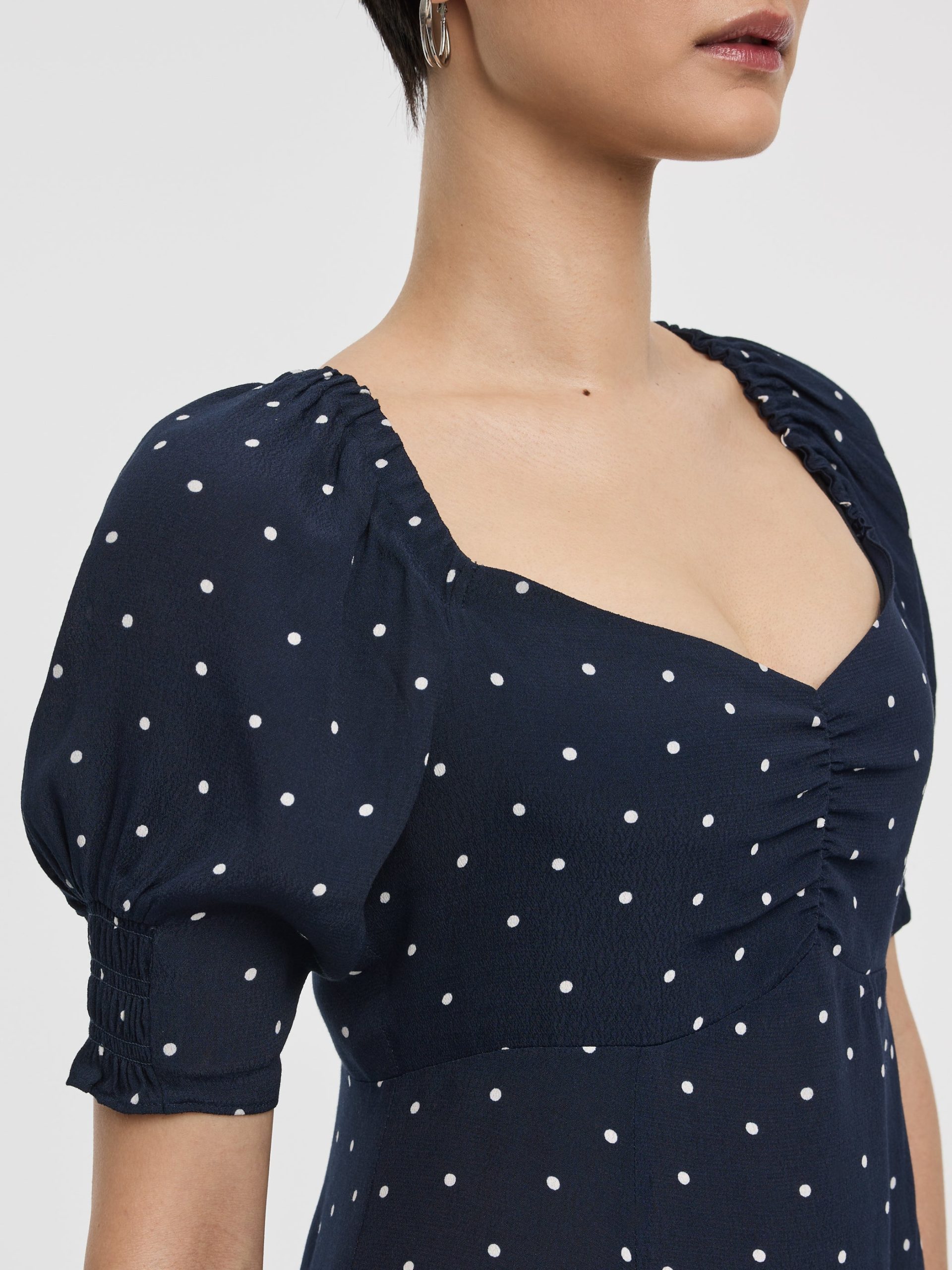 Short-Puffy-Sleeve Empire-Cut Dress with Sweetheart Neckline - Image 2