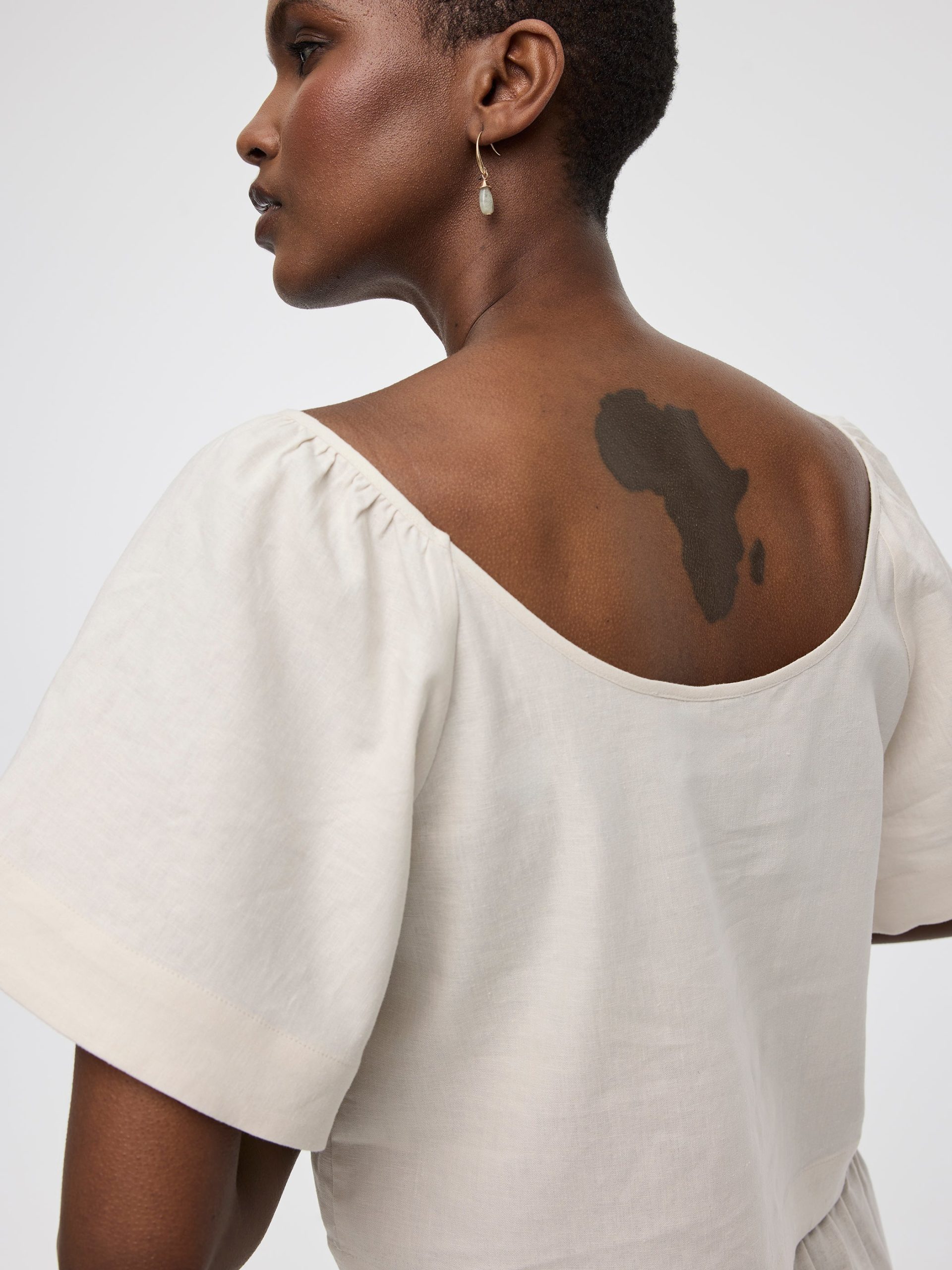 Scoop-Neck Blouse with Flutter Sleeves - Image 2