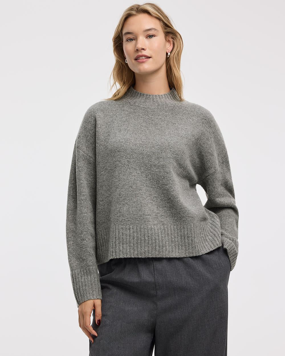 Long-Sleeve Mock-Neck Loose Pullover - Image 23