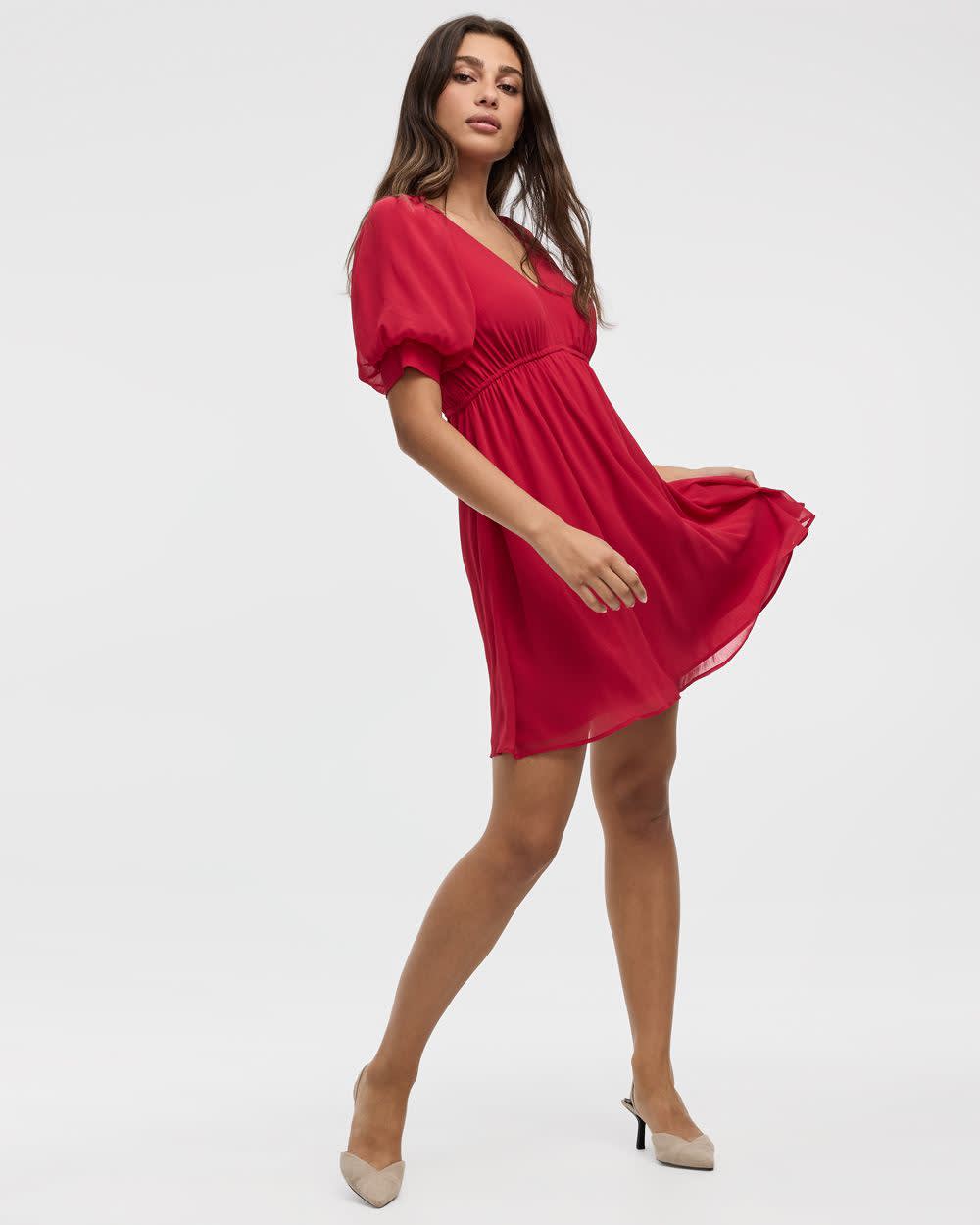Elbow-Sleeve V-Neck Empire-Cut Dress - Image 8