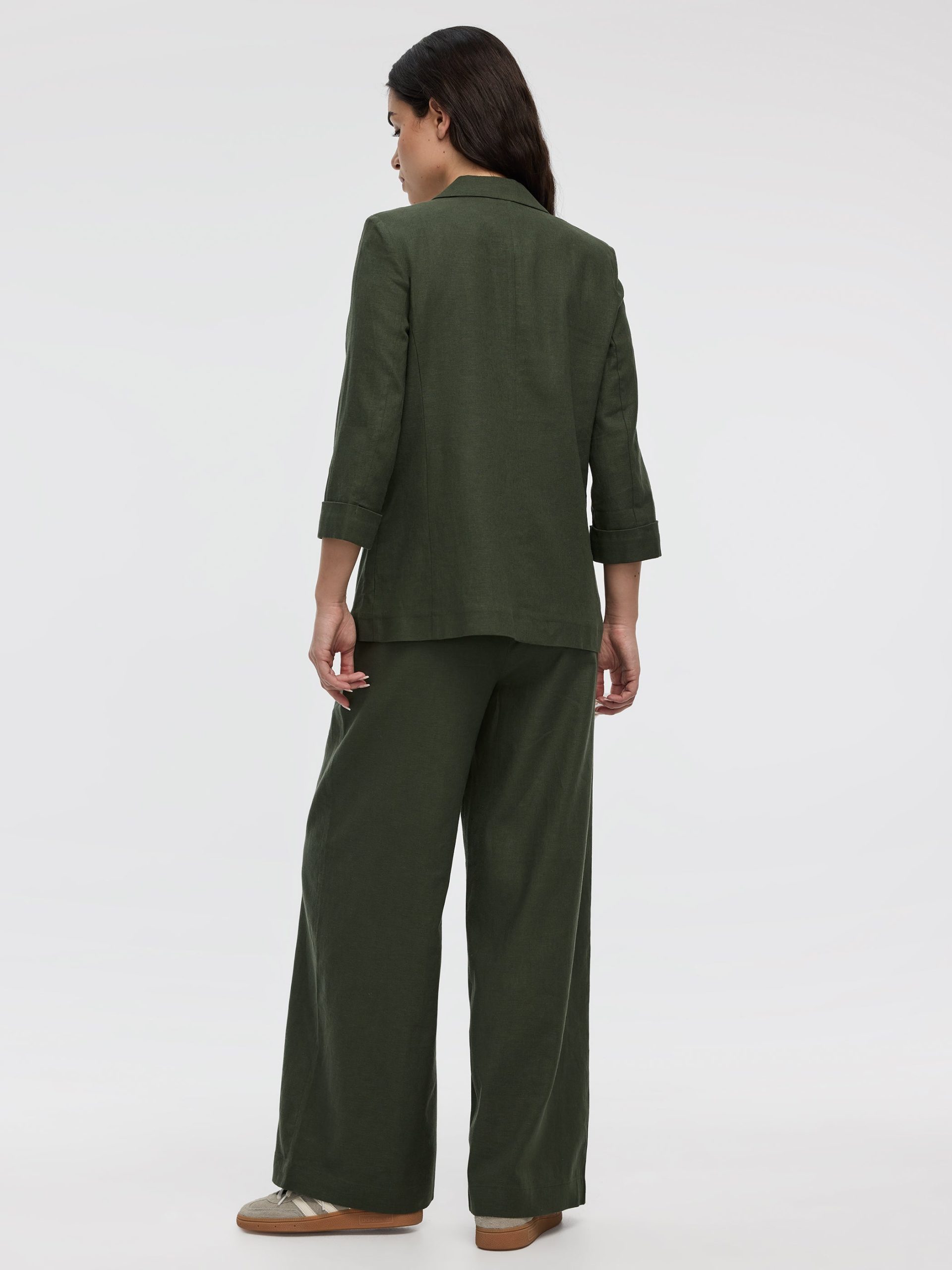 Open Linen Blazer with 3/4 Sleeves - Image 11