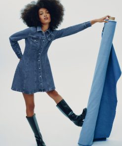 Long-Sleeve Shirt Denim Dress