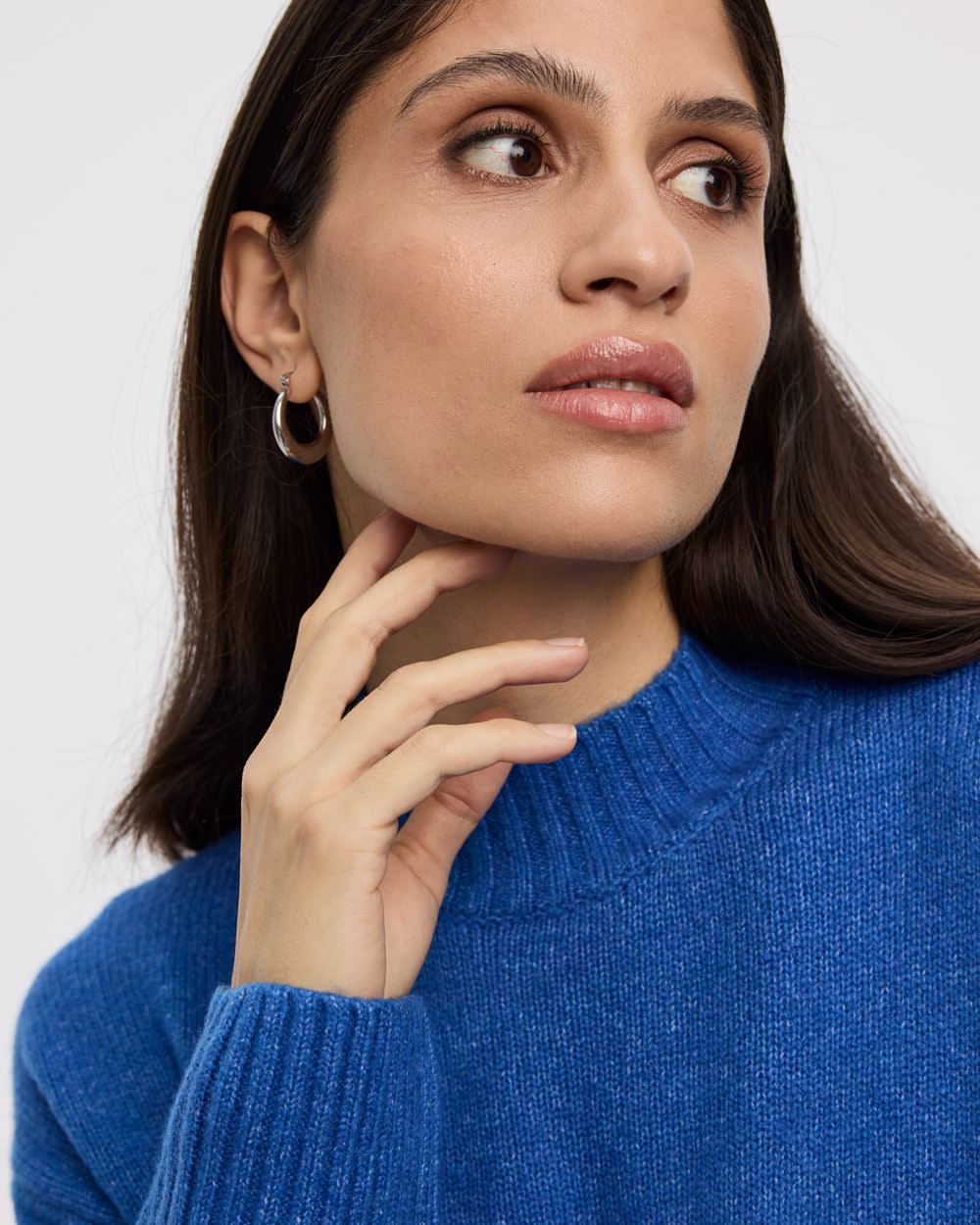 Long-Sleeve Mock-Neck Loose Pullover - Image 8