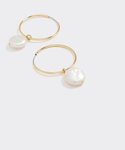 Thin Endless Hoops with Pearls