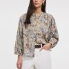 Crew-Neck Buttoned-Down Gauze Blouse