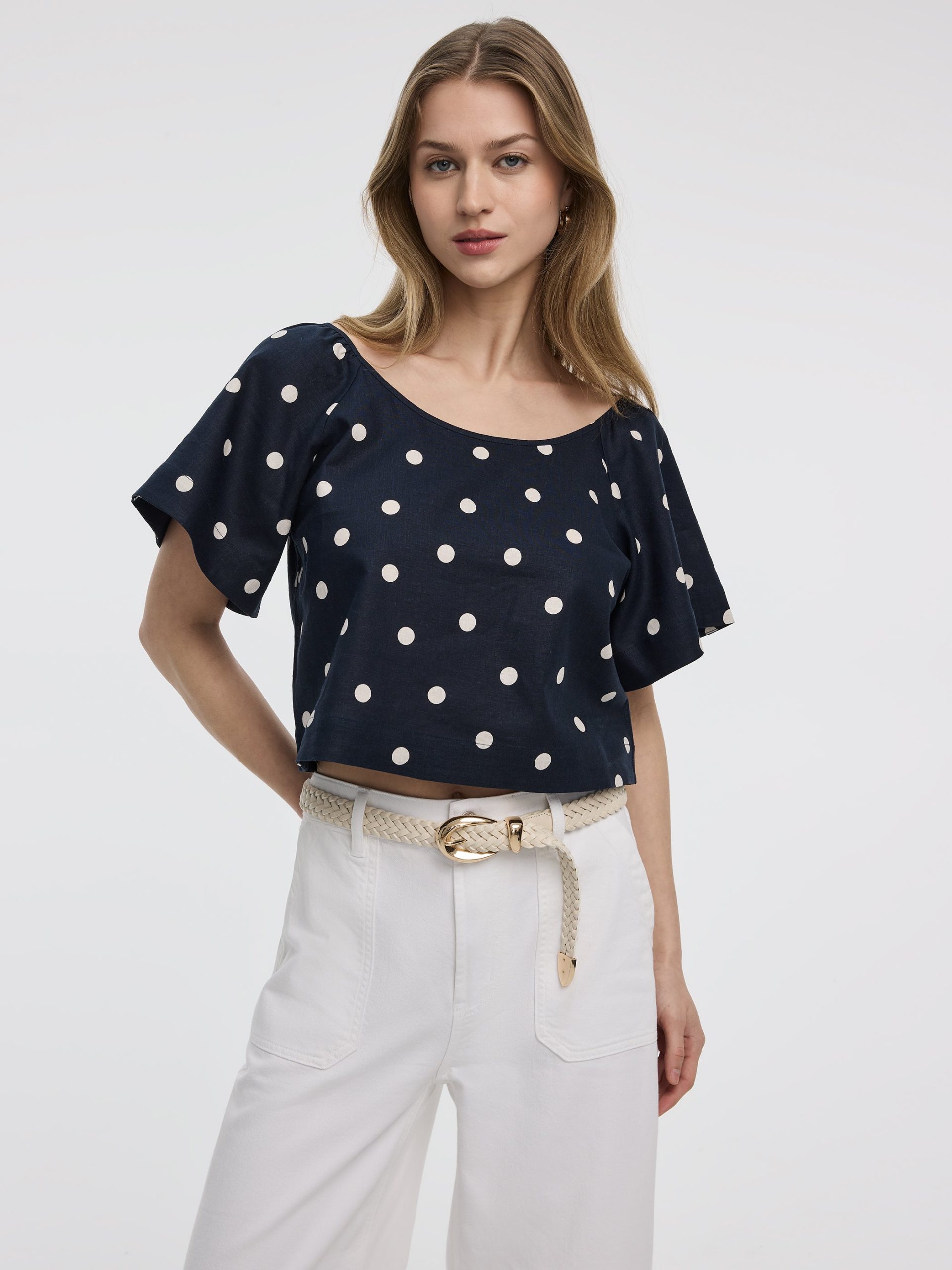Scoop-Neck Blouse with Flutter Sleeves - Image 5