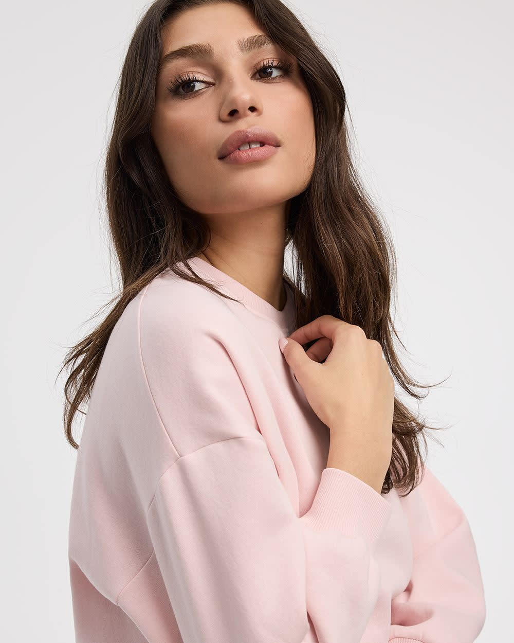 Fleece Sweatshirt with Bubble Hem - Image 4