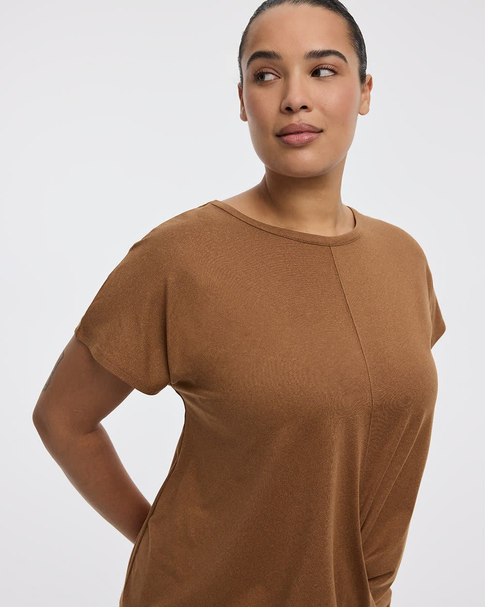 Crew-Neck T-Shirt with Twisted Front - Hyba - Image 4