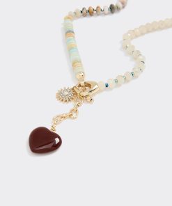 Beaded Necklace with Heart Pendant