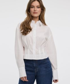 Long-Sleeve Shirt with Cinched Waist