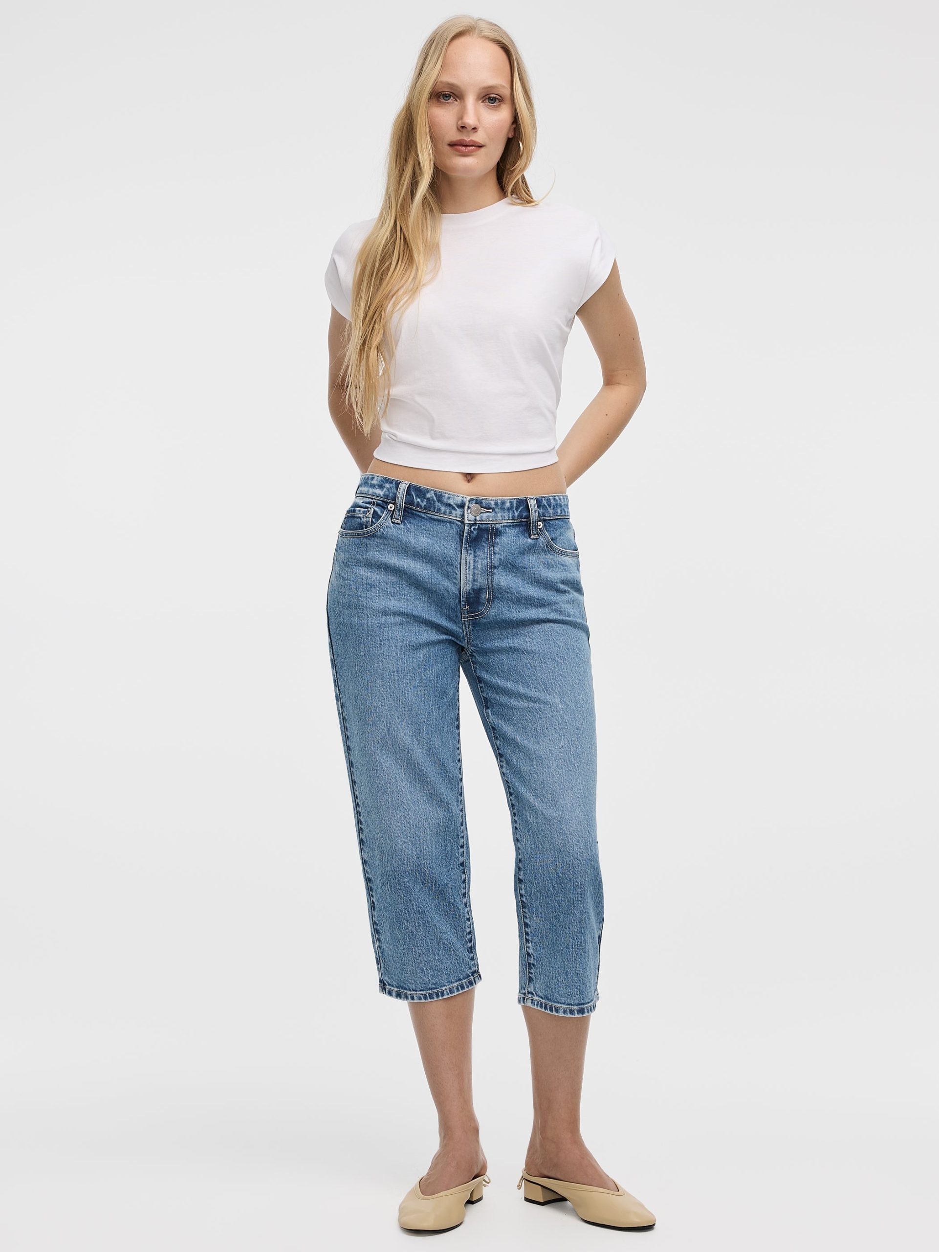 Straight-Leg Mid-Rise Capri Jean