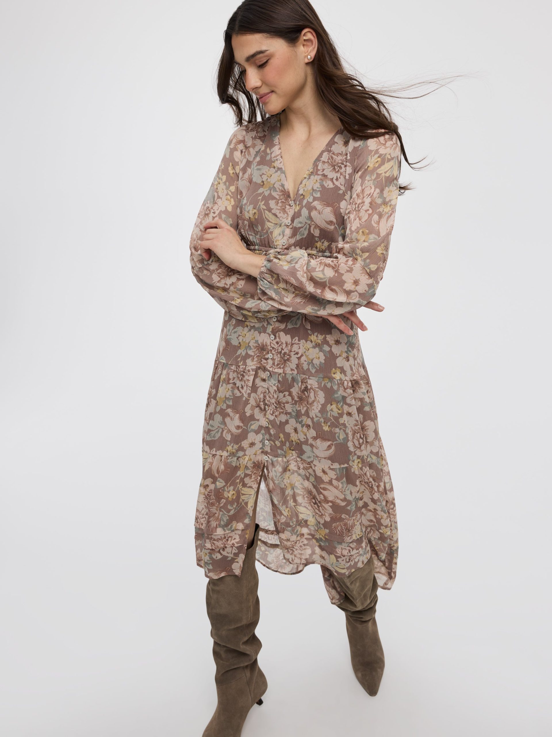 Long-Sleeve Maxi Tiered Dress - Image 3
