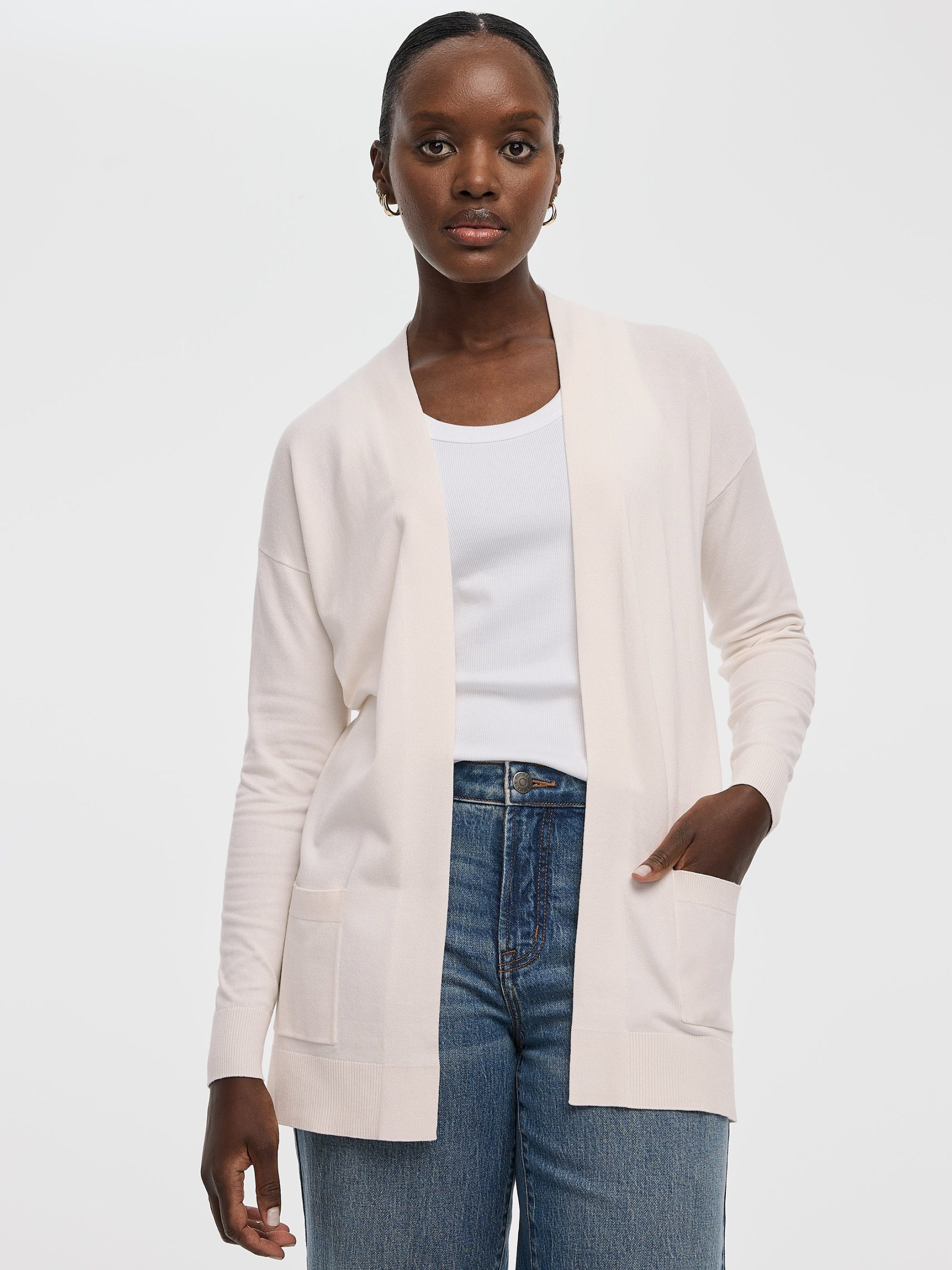Long-Sleeve Open Cardigan with Pockets - R Essentials