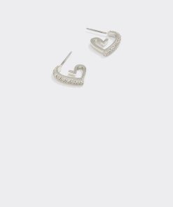 Heart-Shaped Earrings with Rhinestones