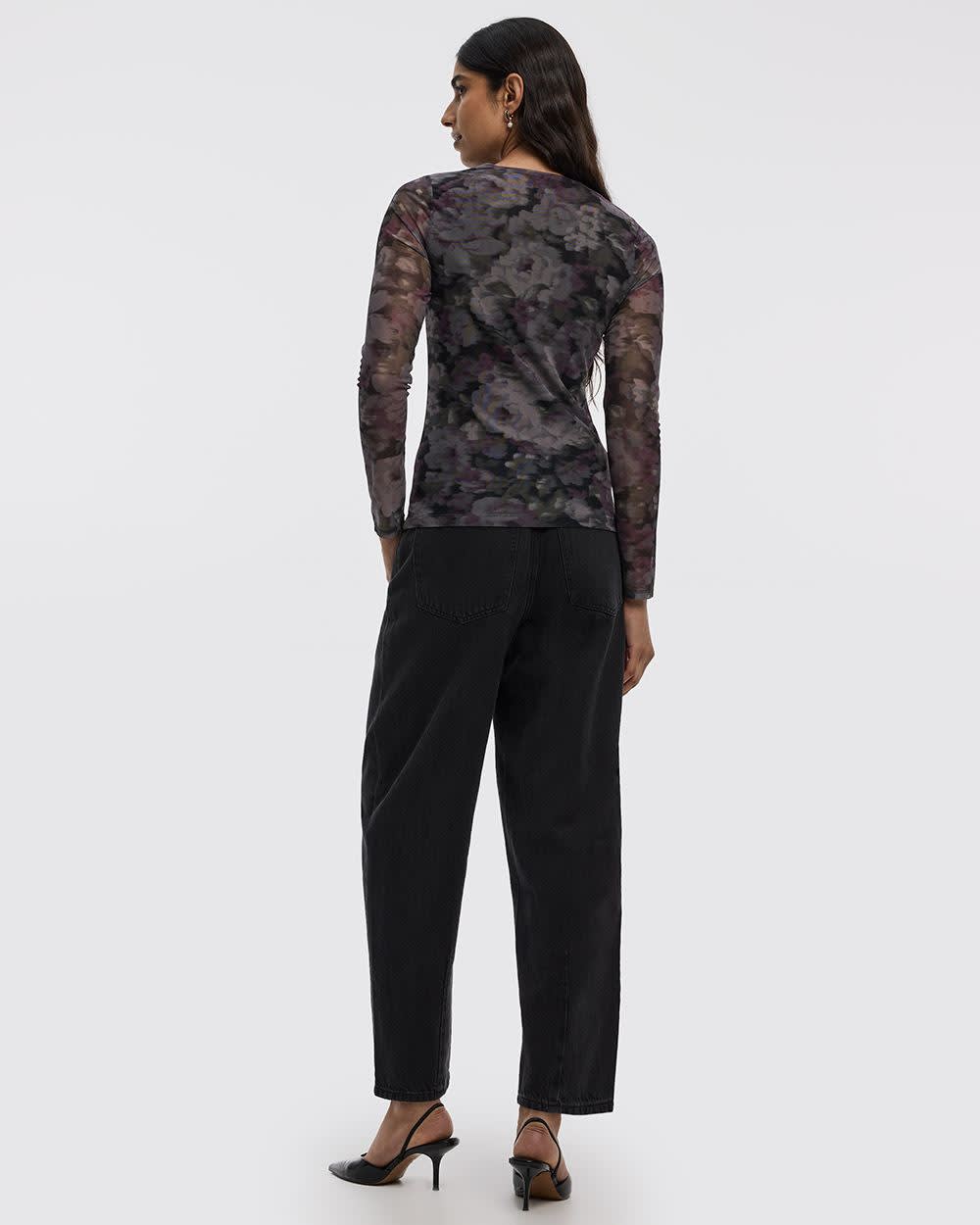 Long-Sleeve Crew-Neck Mesh Top - Image 2