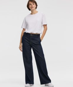 Wide-Leg Mid-Rise Denim Trousers