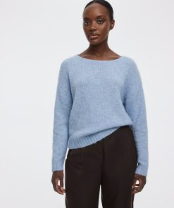 Striped Long-Sleeve Boat-Neck Sweater