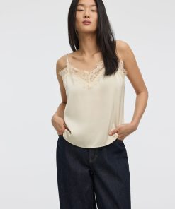 V-Neck Cami with Lace Trim