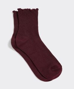 Cotton Anklet Socks with Ruffled Hems