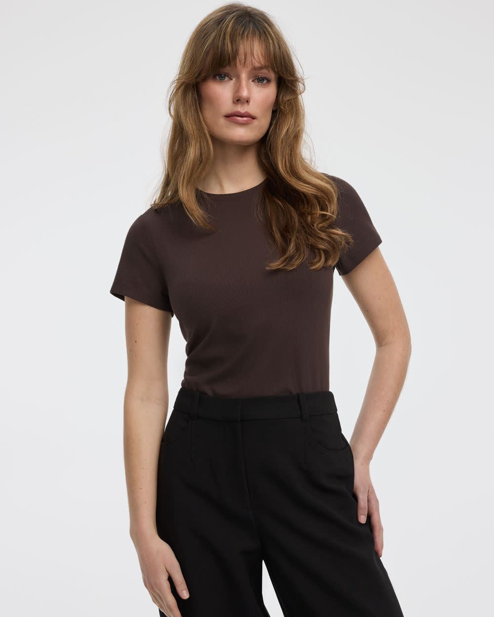 Fitted Crew-Neck Ribbed T-Shirt - R Essentials - Image 5