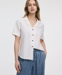 Short-Sleeve Shirt with Pyjama Collar