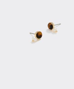 Stud Earrings with Stones and Pearls