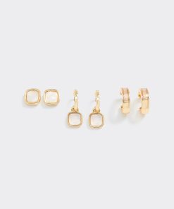 Hoops and Stud Earrings - 3 Pairs