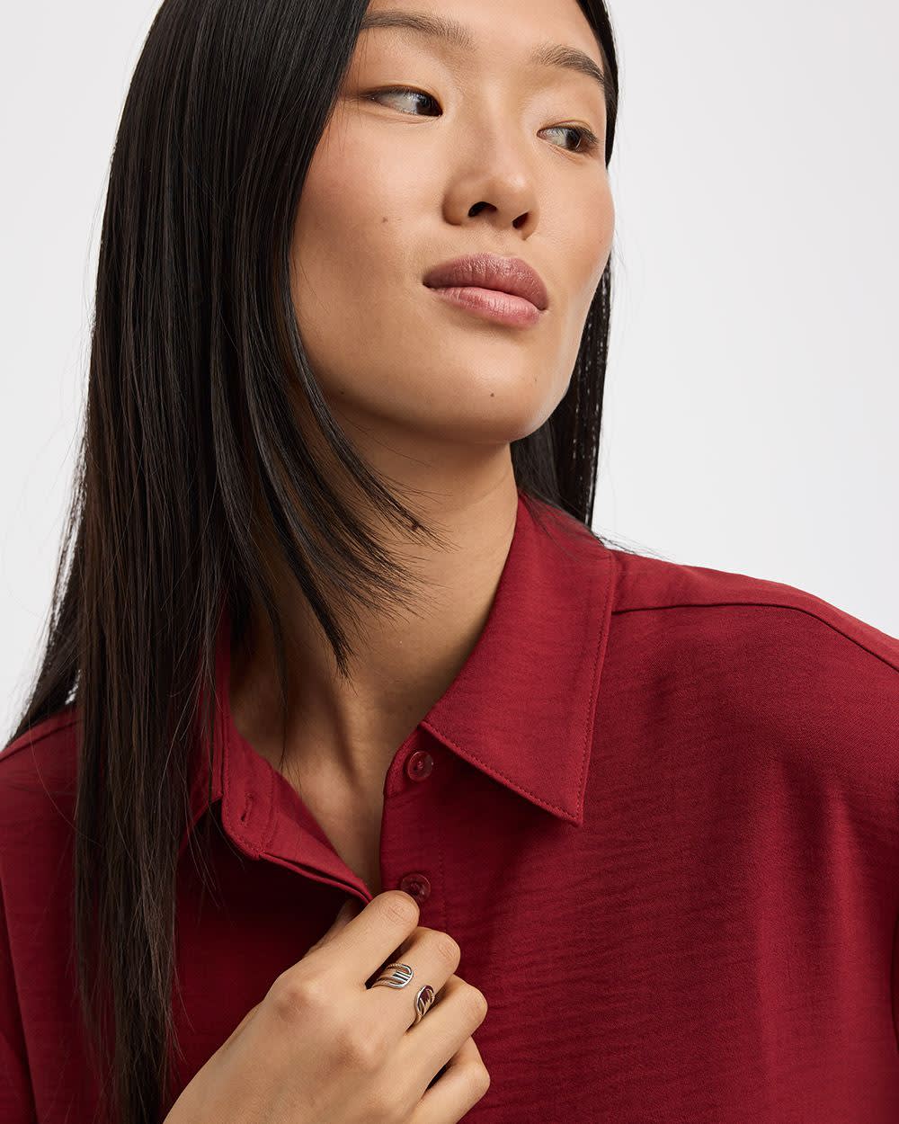Long-Sleeve Buttoned-Down Blouse - Image 16