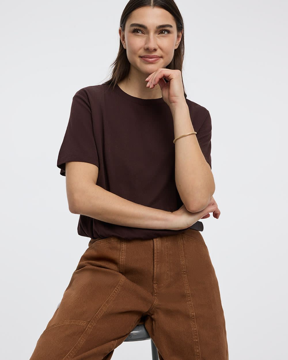 Crew-Neck Tee with Bubble Hem - Image 11