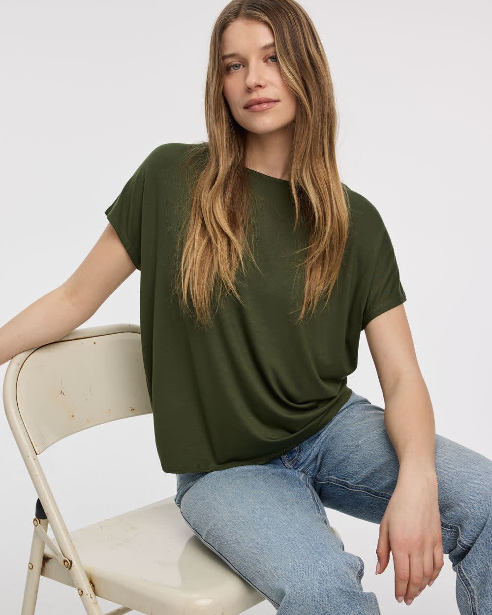 Short-Dolman-Sleeve Boat-Neck T-Shirt - Image 15