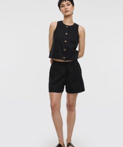 Linen-Blend Shorts with Elastic Waistband