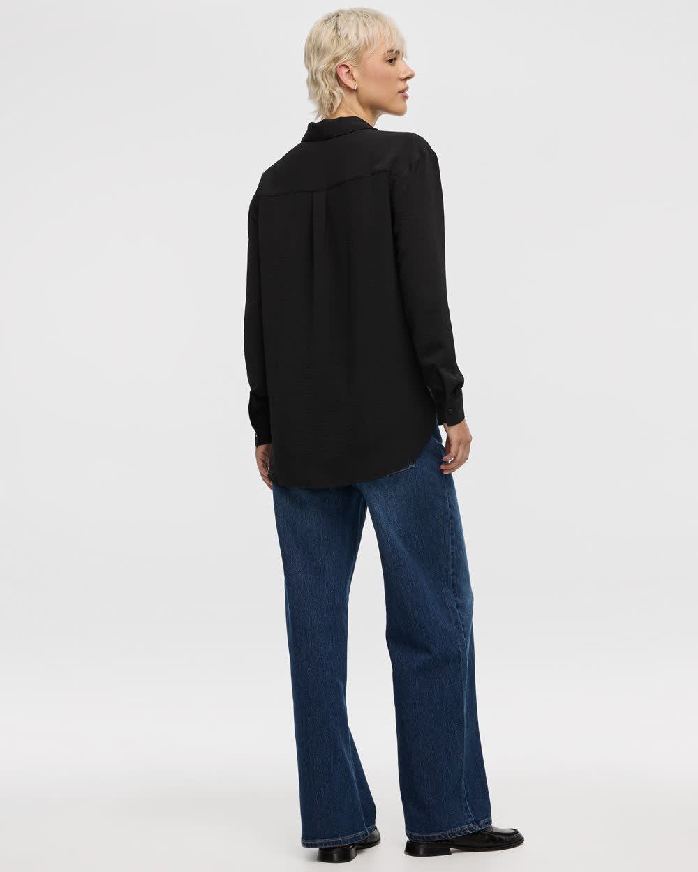Long-Sleeve Buttoned-Down Blouse - Image 2