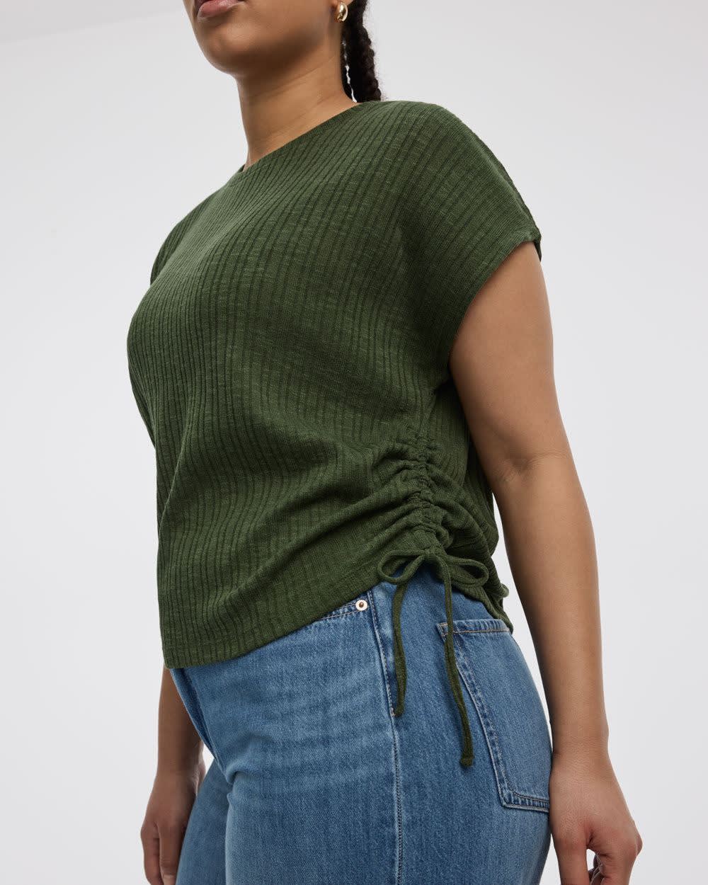 Extended-Sleeve Shirred Tee with Drawstrings - Image 10
