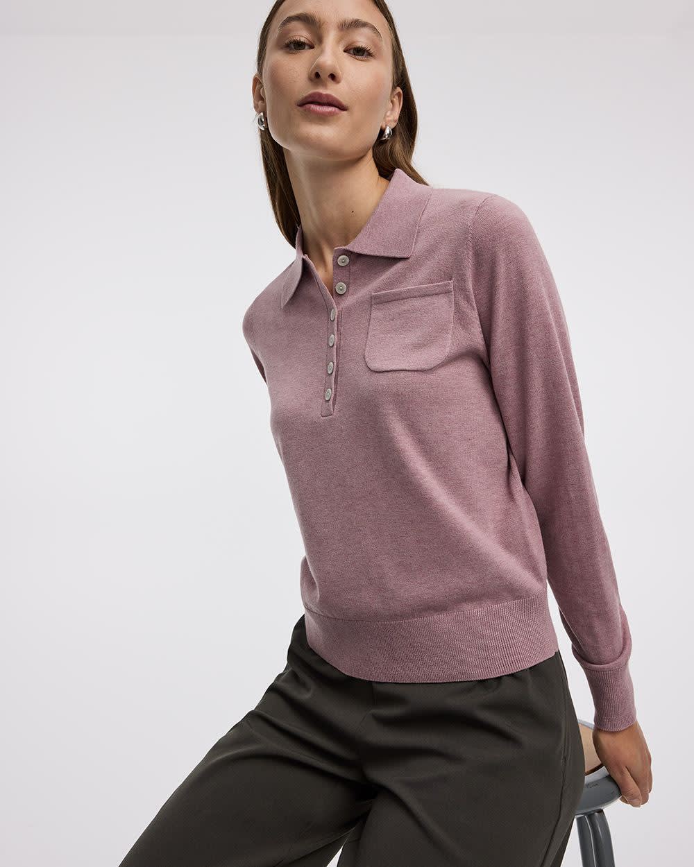 Long-Sleeve Wool-Blend Polo - Image 7