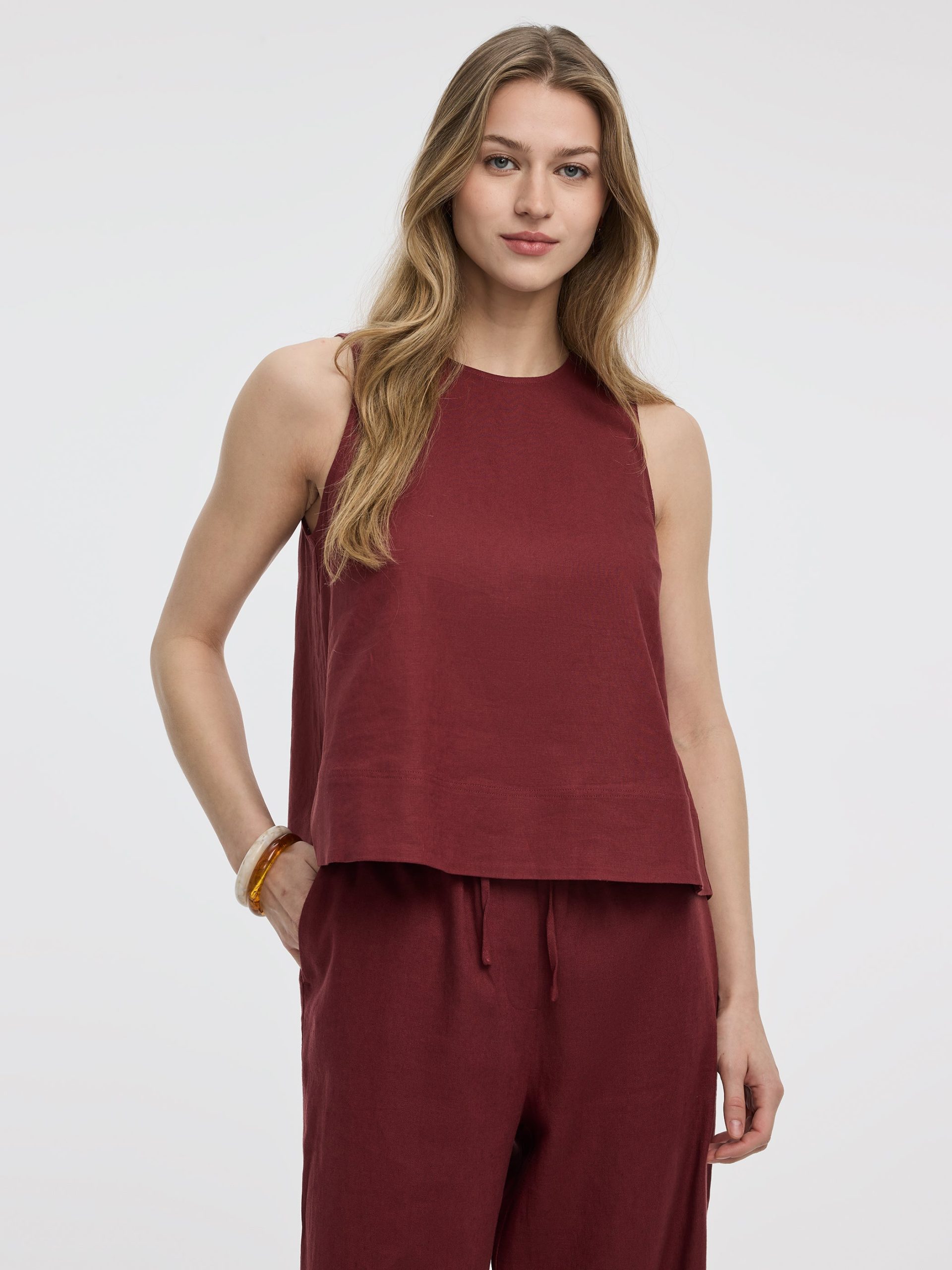 Sleeveless Crew-Neck Blouse - Image 5