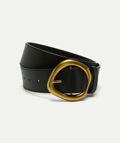 Large Faux Leather Belt with Statement Buckle