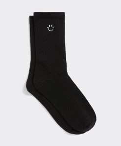 Ribbed Socks with Smiley Face at Hem