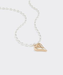 Two-Tone Short Necklace with Heart Pendant