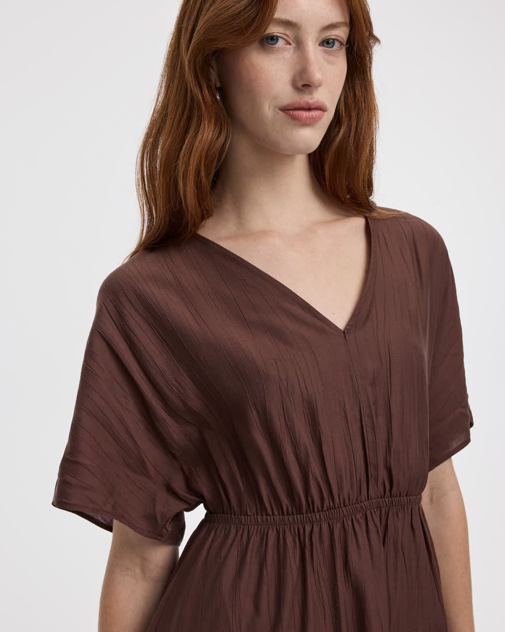 Short-Sleeve V-Neck Mini Dress - Image 4
