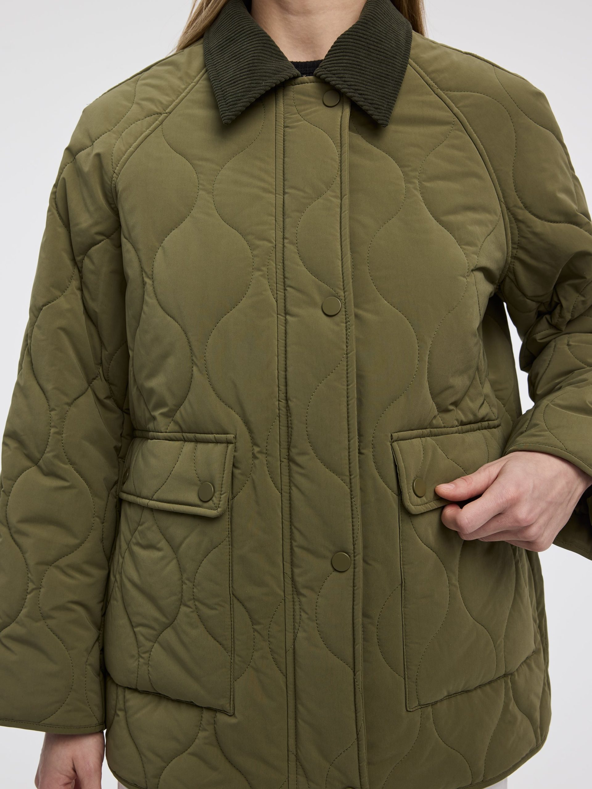 Quilted Jacket with Corduroy Collar - Image 2