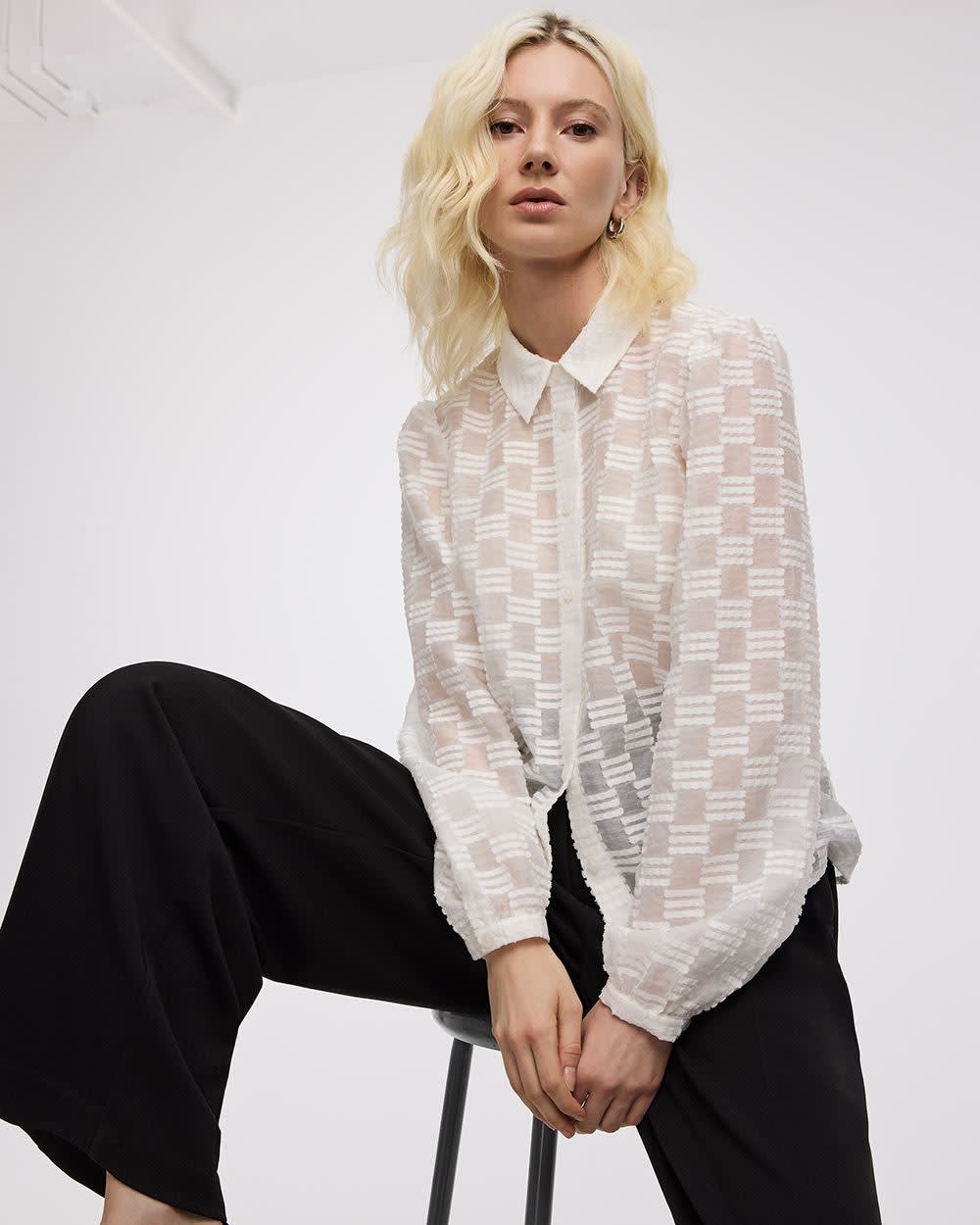 Long-Puffy-Sleeve Blouse