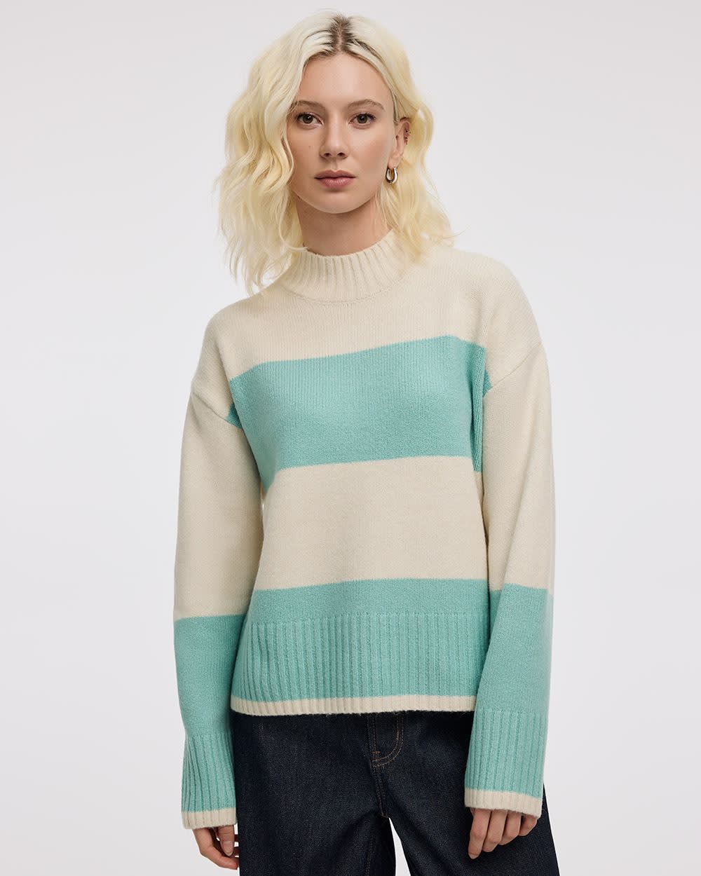Long-Sleeve Mock-Neck Loose Pullover - Image 15